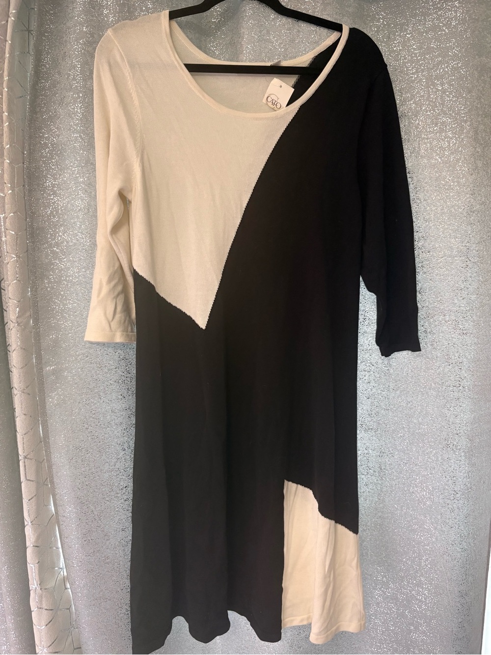 Cato Black and White Long Sleeve Colorblock sweater Dress